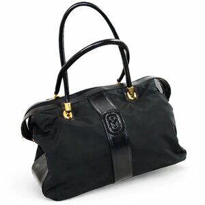 Marino Orlandi Expandable Black Nylon  Leather Accent Oversized Satchel